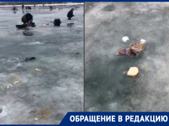 Оставленные рыбаками горы мусора обнаружили волгодонцы во время прогулки по льду 