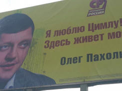 Олега Пахолкова закидали яйцами в Цимлянске − очередной билборд депутата Госдумы испортили неизвестные
