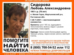 Волгодонцев просят оказать содействие в поисках без вести пропавшей жительницы Мартыновского района