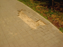 Поливальная машина разрушила пешеходную дорожку в парке «Дружба» в Волгодонске! - читатель