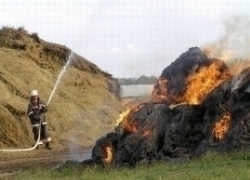 В Красноярской сгорел огромный сенник