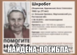 Разыскиваемую 77-летнюю Анну Шкробот нашли мертвой