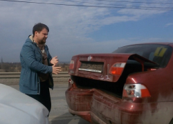 В Волгодонске на путепроводе столкнулись четыре автомобиля одновременно