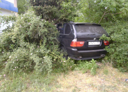 В центре Волгодонска «BMW X5» улетел в придорожные кусты и снес тую
