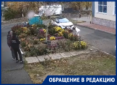 Вандалы уничтожают клумбы на улице Ленина