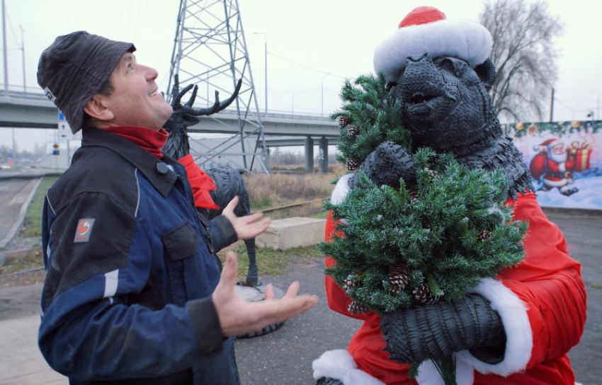 Шиномонтажник-волшебник: Вячеслав Горюнов дарит Волгодонску сказку из старых автопокрышек