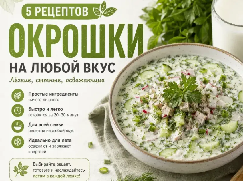 ТОП-5 любимых рецептов окрошки: сохраняйте