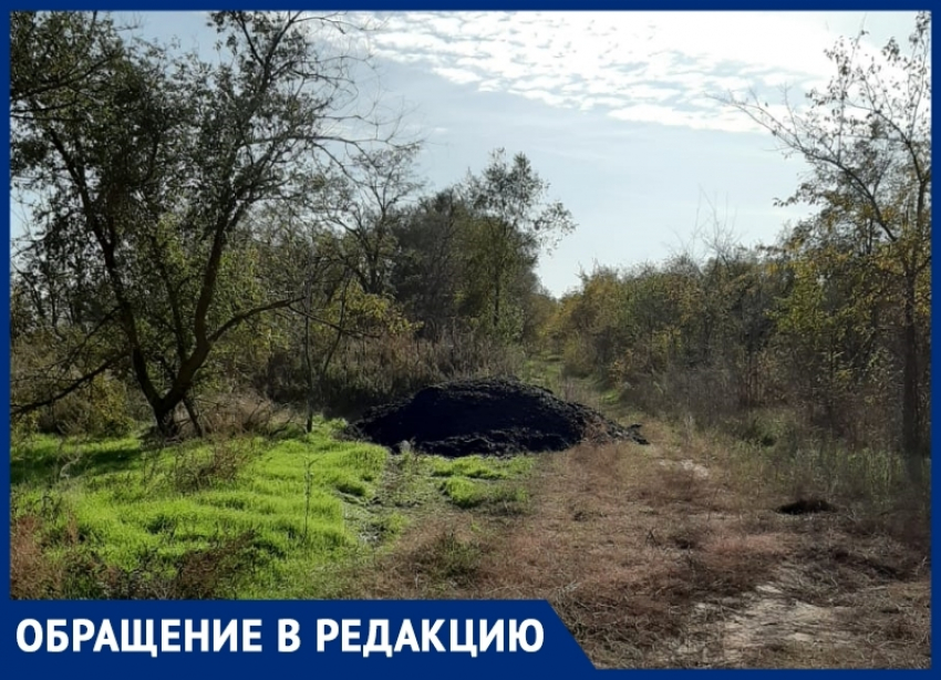 Кучу асфальта выкинули за садоводством «Мирный атом» в Волгодонске