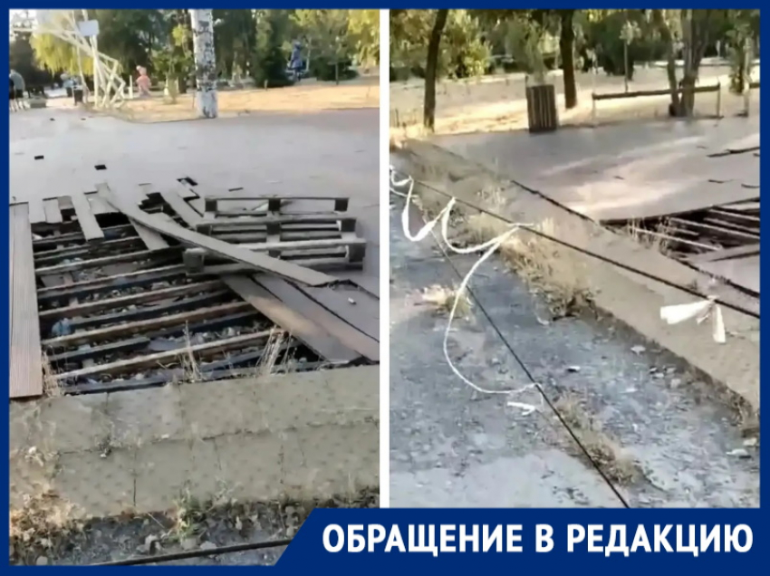 «Уже год террасная доска в сквере «Дружба» разбита!»: горожане просят власти отремонтировать аварийный участок