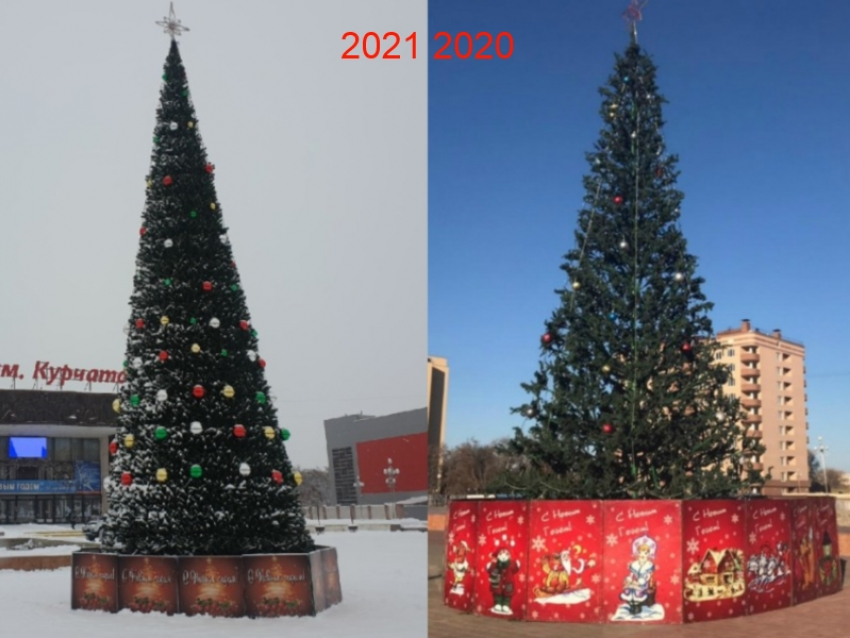 Новую новогоднюю ель взамен старой и «поредевшей» установили возле ДК имени Курчатова