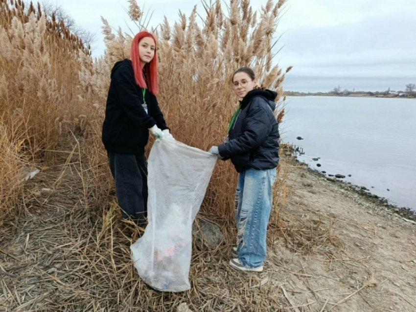 Юные эко-волонтеры Волгодонска очистили от мусора берег Сухо-Соленовского залива