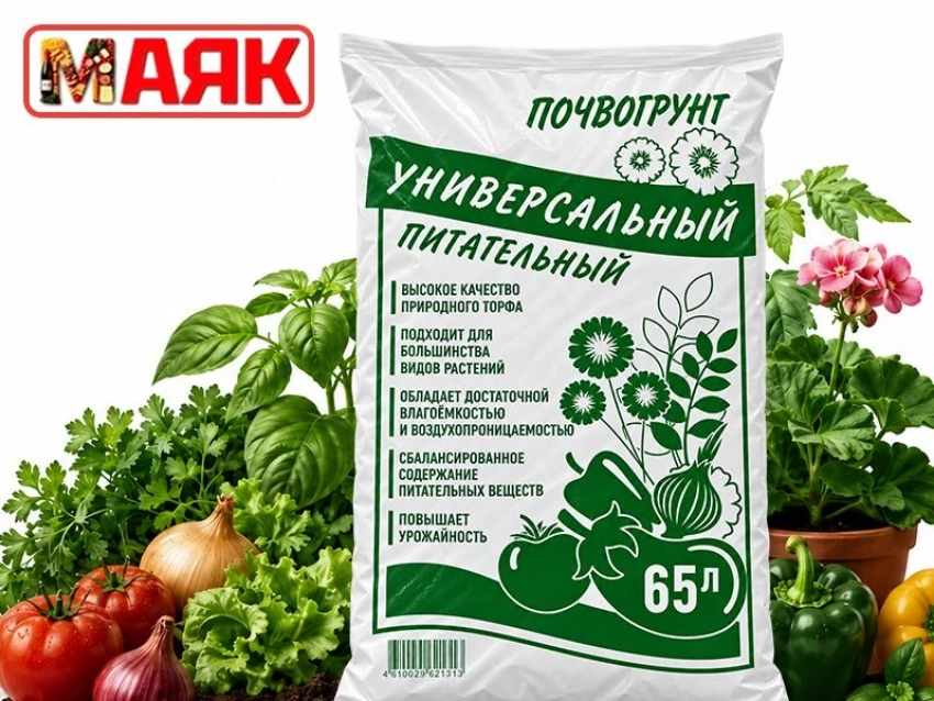 Товар дня: почвогрунт «Универсальный» 65л  за 275₽