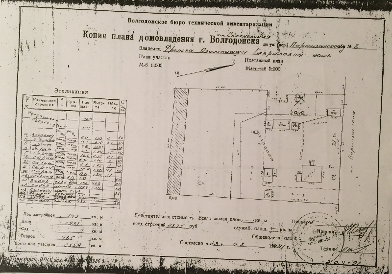 План домовладения Лузиной от 1991 года.JPG